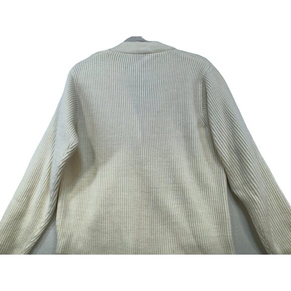 Yarnworks Womens Ribbed Button Front Cardigan Large Cream - Picture 12 of 12